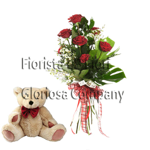 Rose Rosse e orsacchiotto di peluche