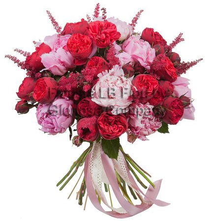Bouquet di Peonie e rose rosse