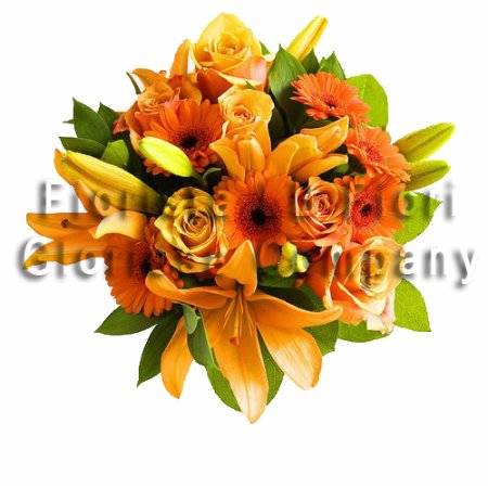 Bouquet colori d'autunno con rose e gigli