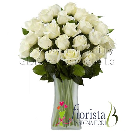 Mazzo di Rose bianche a gambo lungo