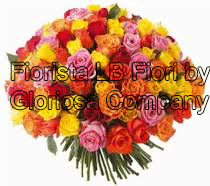 Mazzo di rose colorate a gambo lungo