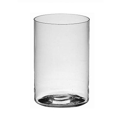 Cylindrical glass vase for cut flowers